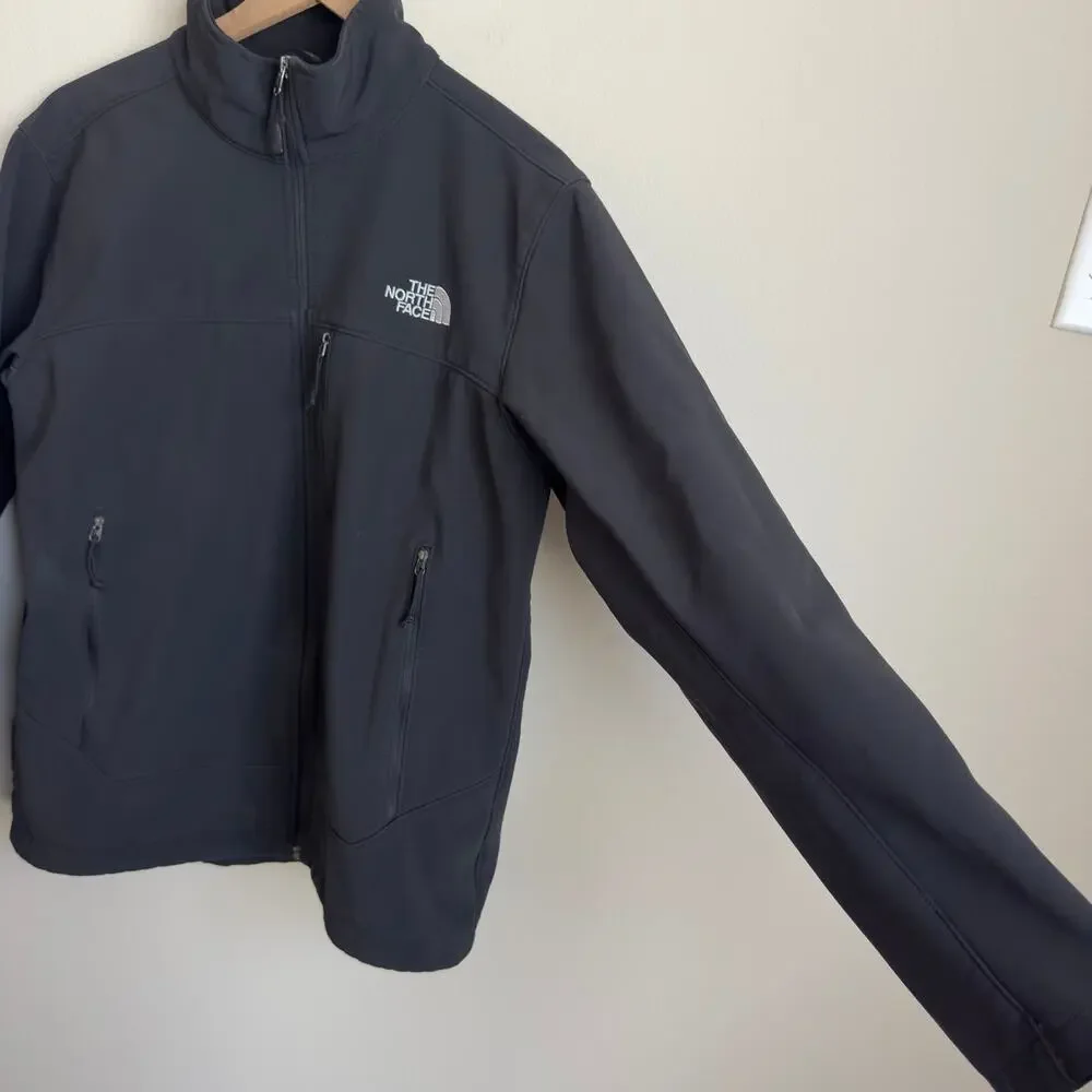 The North Face Men Size Medium Black Softshell Zipper Jacket Coat Lightweight